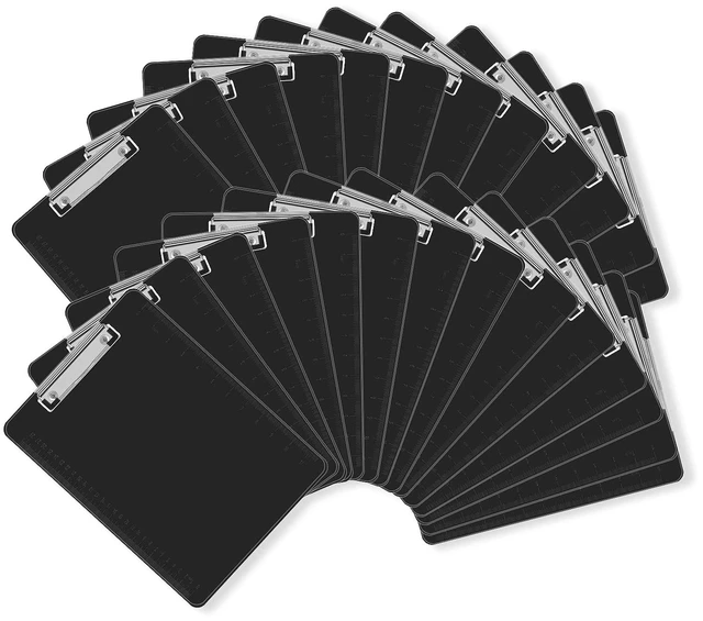 Main image of 26 Pack Black Clipboards, Low Profile Clip, 12.5 x 9 Letter Size Plastic Black Clipboards, 12.5 x 9 Inch Clip Boards, Fit 8.5x11 Letter Size Paper, Office, Classroom Supplies, ECO Friendly
