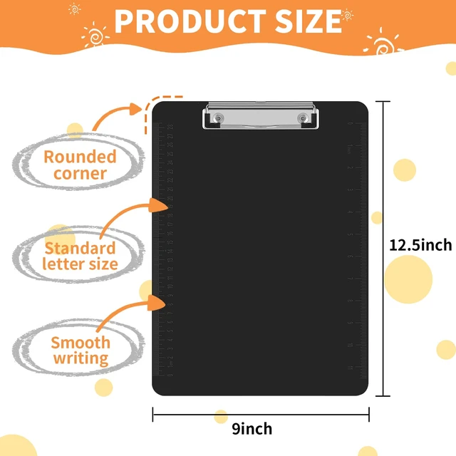 Alt view image 2 of 7 - 26 Pack Black Clipboards, Low Profile Clip, 12.5 x 9 Letter Size Plastic Black Clipboards, 12.5 x 9 Inch Clip Boards, Fit 8.5x11 Letter Size Paper, Office, Classroom Supplies, ECO Friendly
