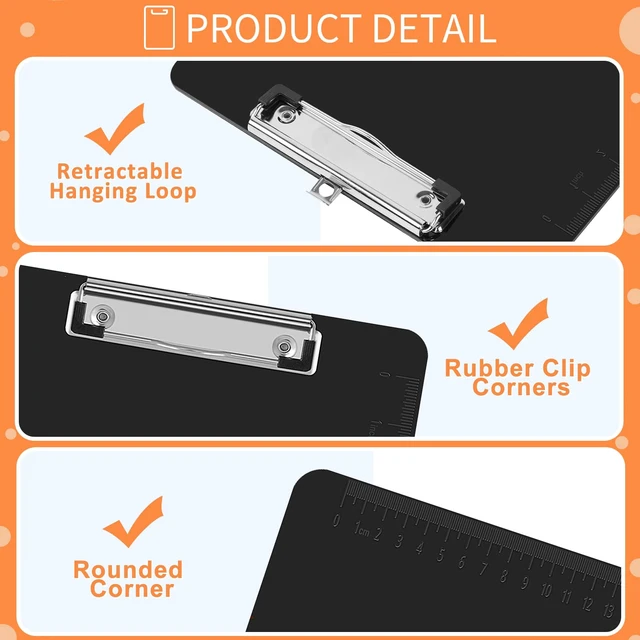 Alt view image 4 of 7 - 26 Pack Black Clipboards, Low Profile Clip, 12.5 x 9 Letter Size Plastic Black Clipboards, 12.5 x 9 Inch Clip Boards, Fit 8.5x11 Letter Size Paper, Office, Classroom Supplies, ECO Friendly