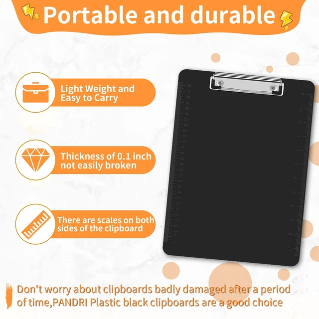Alt view image 3 of 7 - 26 Pack Black Clipboards, Low Profile Clip, 12.5 x 9 Letter Size Plastic Black Clipboards, 12.5 x 9 Inch Clip Boards, Fit 8.5x11 Letter Size Paper, Office, Classroom Supplies, ECO Friendly