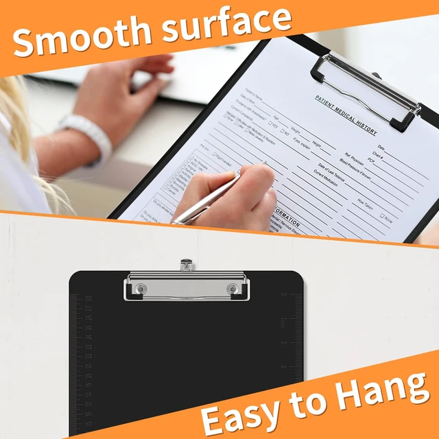 Alt view image 5 of 7 - 26 Pack Black Clipboards, Low Profile Clip, 12.5 x 9 Letter Size Plastic Black Clipboards, 12.5 x 9 Inch Clip Boards, Fit 8.5x11 Letter Size Paper, Office, Classroom Supplies, ECO Friendly