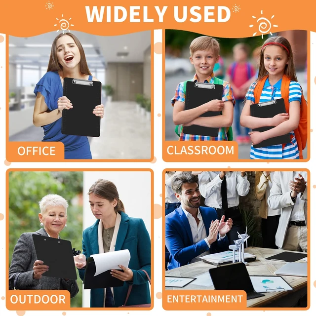 Alt view image 7 of 7 - 26 Pack Black Clipboards, Low Profile Clip, 12.5 x 9 Letter Size Plastic Black Clipboards, 12.5 x 9 Inch Clip Boards, Fit 8.5x11 Letter Size Paper, Office, Classroom Supplies, ECO Friendly