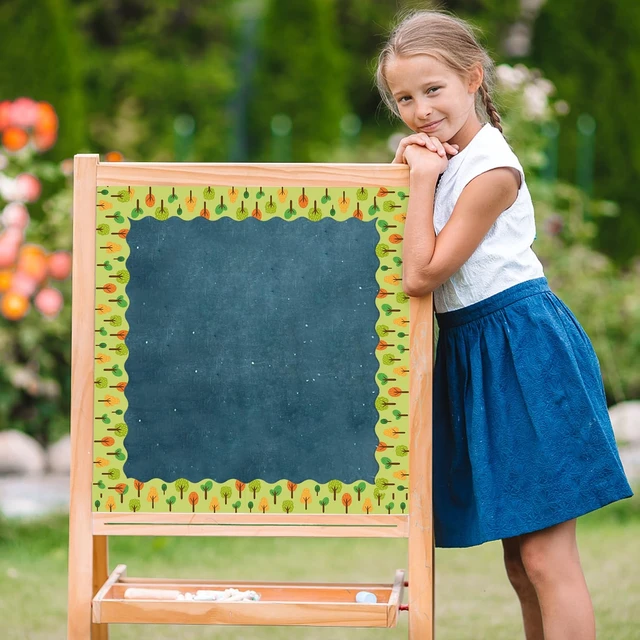 Alt view image 5 of 6 - 80Pcs Woodland Animals Bulletin Board Borders Back to School Brown and Green Bear Wood Grain Plaid Scalloped Border Trim Elementary Kindergarten Preschool Classroom Chalkboard Party Decoration