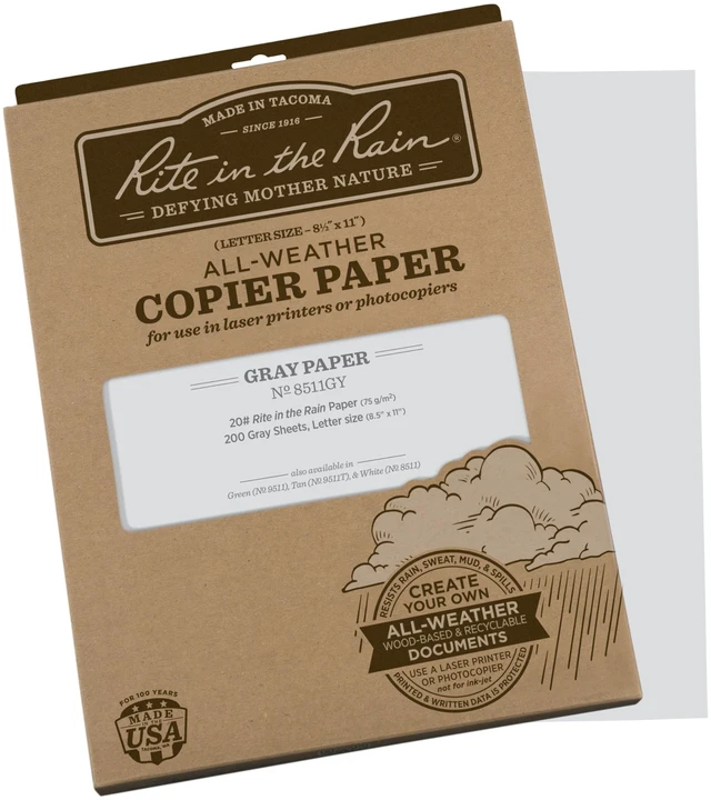 Main image of Weatherproof Copier Paper, 8.5" x 11", 20# Gray, 200 Sheet Pack (No. 8511GY)