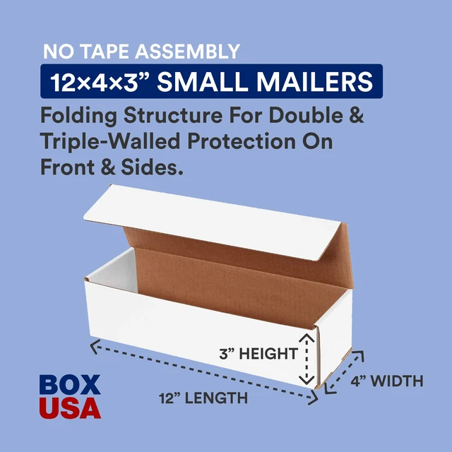 Alt view image 2 of 6 - Shipping Boxes Small 12"L x 4"W x 3"H, 50-Pack Corrugated Cardboard Mailer for Packing, Moving and Storage 1243