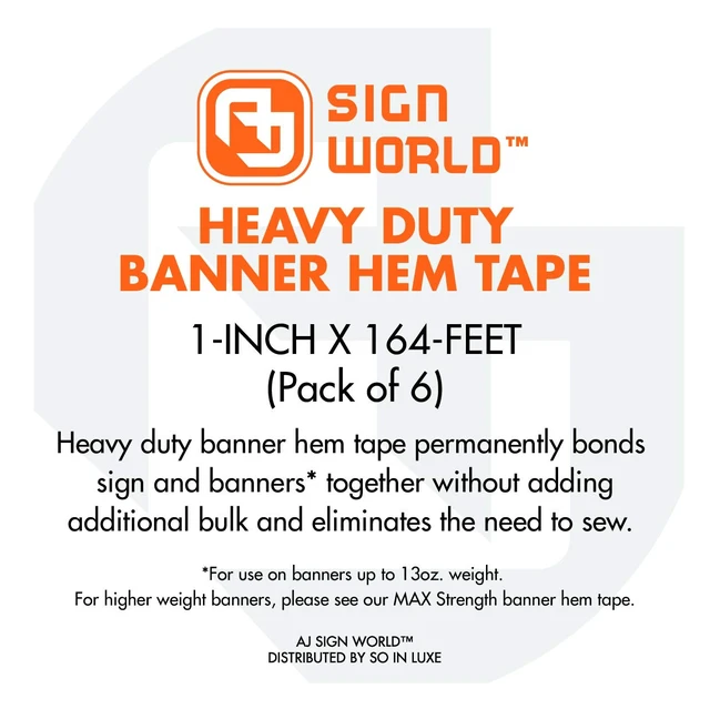 Alt view image 3 of 3 - 1" Heavy Duty Banner Hem Double Sided Permanent Tape (1-Inch x 164-Feet/55 Yard, Pack of 6)