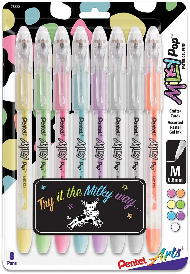 Main image of Arts Milky Pop Pastel Gel Pen, 0.8mm Medium Line, Assorted Colors, Pack of 8 (K98PABP8M)