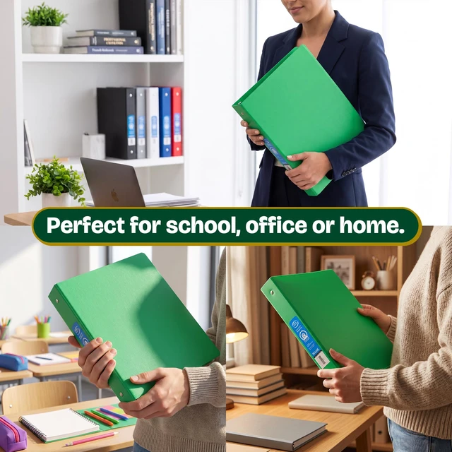 Alt view image 7 of 7 - 1" Matte Color Poly 3-Ring Binder w/ Pocket for School, Home, or Office (Case of 48) (3132-48)