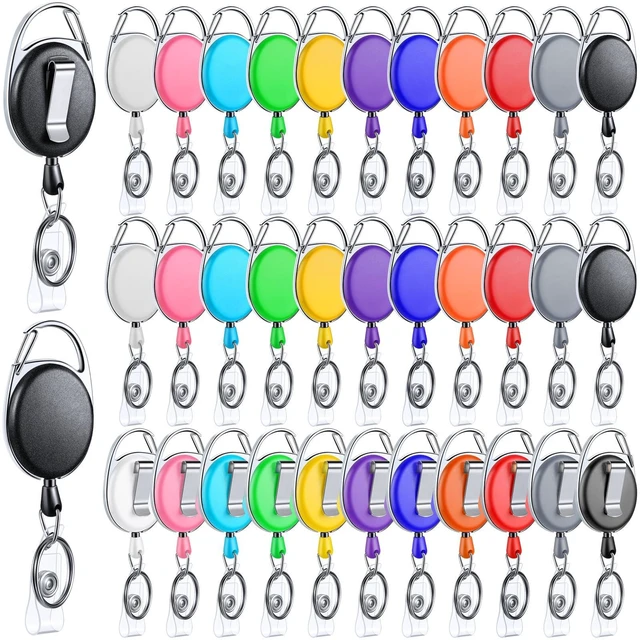 Main image of 100 Pack Retractable Badge Holder Reel with Clip, 11 Colors Key Ring Attachment, Heavy Duty Reel for ID Cards, For Office Nurses Doctors Employees Students, Bulk Pack with Clip