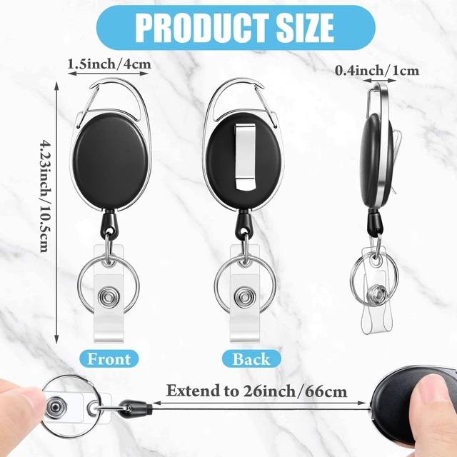 Alt view image 2 of 6 - 100 Pack Retractable Badge Holder Reel with Clip, 11 Colors Key Ring Attachment, Heavy Duty Reel for ID Cards, For Office Nurses Doctors Employees Students, Bulk Pack with Clip
