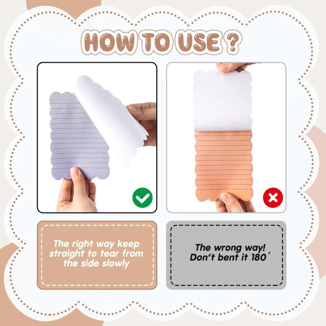 Alt view image 5 of 6 - 8 Pack Scalloped Sticky Notes Lined 4" X 6" Morandii Memo Pads Aesthetic Cute Wavy Edges, Self-stick for School Office Desk, 240 Sheets Bulk, Pretty Design for Reminders Planning