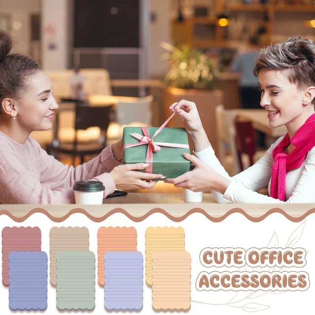 Alt view image 6 of 6 - 8 Pack Scalloped Sticky Notes Lined 4" X 6" Morandii Memo Pads Aesthetic Cute Wavy Edges, Self-stick for School Office Desk, 240 Sheets Bulk, Pretty Design for Reminders Planning
