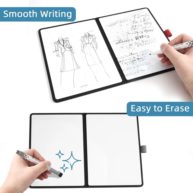 Alt view image 3 of 7 - A5 Pocket White Board - Double-Sided Dry Erase Board 8.5x6 inch - Ultra-Thin Portable Whiteboard with Markers & Erase Anti-Ghosting Surface for Office Home School Student (Pink)