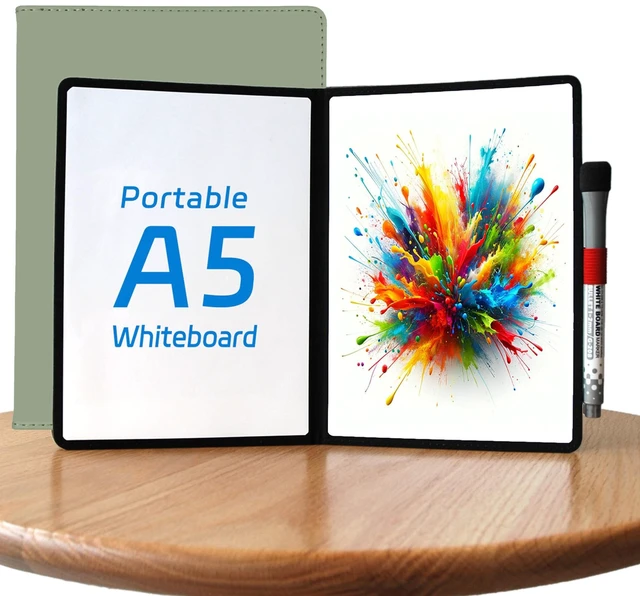 Main image of A5 Pocket White Board - Double-Sided Dry Erase Board 8.5x6 inch - Ultra-Thin Portable Whiteboard with Markers & Erase Anti-Ghosting Surface for Office Home School Student (Green)