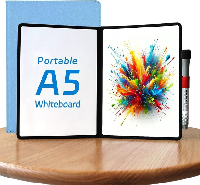 Main image of A5 Pocket White Board - Double-Sided Dry Erase Board 8.5x6 inch - Ultra-Thin Portable Whiteboard with Markers & Erase Anti-Ghosting Surface for Office Home School Student (Blue)