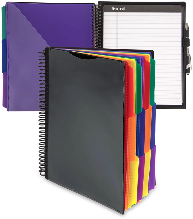 Main image of Spiral Folder Organizer - 12 Dividers & 24 Pockets with Notepad Holder, Multi Pocket Color Cordinated Folder Binder with Customizable Tabs, Document Organizer (Basic)