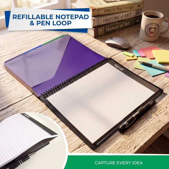 Alt view image 5 of 7 - Spiral Folder Organizer - 12 Dividers & 24 Pockets with Notepad Holder, Multi Pocket Color Cordinated Folder Binder with Customizable Tabs, Document Organizer (Basic)