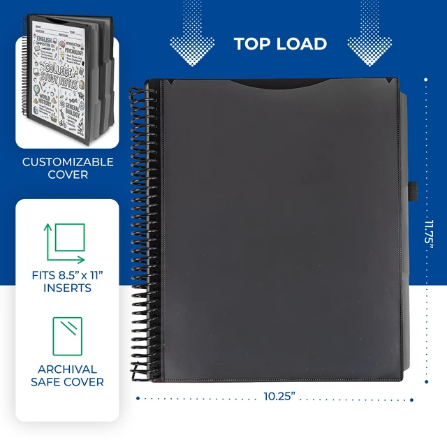 Alt view image 2 of 7 - Spiral Folder Organizer - 12 Dividers & 24 Pockets with Notepad Holder, Multi Pocket Color Cordinated Folder Binder with Customizable Tabs, Document Organizer (Grey)