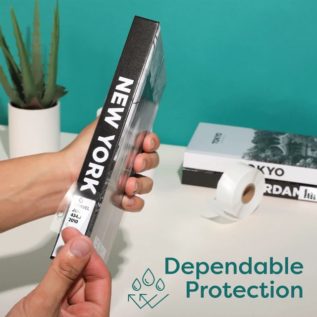 Alt view image 4 of 7 - 3" X 5" Clear Label Covers, 500 Count, NOT Printer Compatible Transparent Protective Stickers on 1 Roll - Protects UPC Barcodes, Addresses, Shipping Information