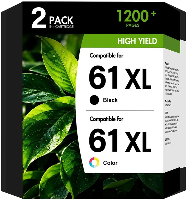 Main image of 61XL 61 4500 Ink Cartridges Black and Color Combo Pack for HP Printers 5530 Replacement for HP61 61 XL Black/Tricolor Ink Cartridge for HP Envy 4500 5530 4502 5535OfficeJet 4630 DeskJet 2540 Printer