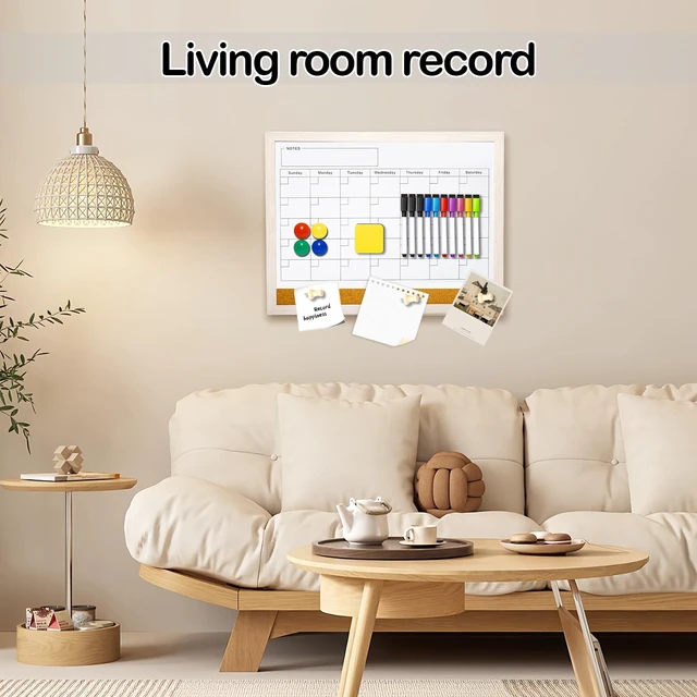 Alt view image 5 of 6 - Dry Erase Calendar Whiteboard for Wall - 17x13 Inch Magnetic Whiteboard, Reusable Monthly Planner Board for Home Office, Classroom, Teachers & Students (White)