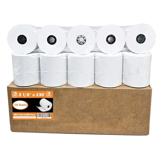 Alt view image 3 of 3 - BPS Free & BPA Free Thermal Paper (10 Rolls) 3 1/8 x 230 Receipt Rolls fits all Clover POS Cash Register Printers, Star Micronics SCP700 TSP100 TSP300 TSP400 from