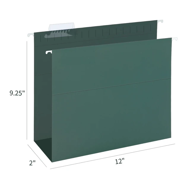 Alt view image 2 of 7 - Extra Capacity Hanging File Folders, 60 Pack Reinforced Letter Size Hanging Folders with Heavy Duty 2 Inch Expansion, Designed for Bulky Files, Medical Charts, Green