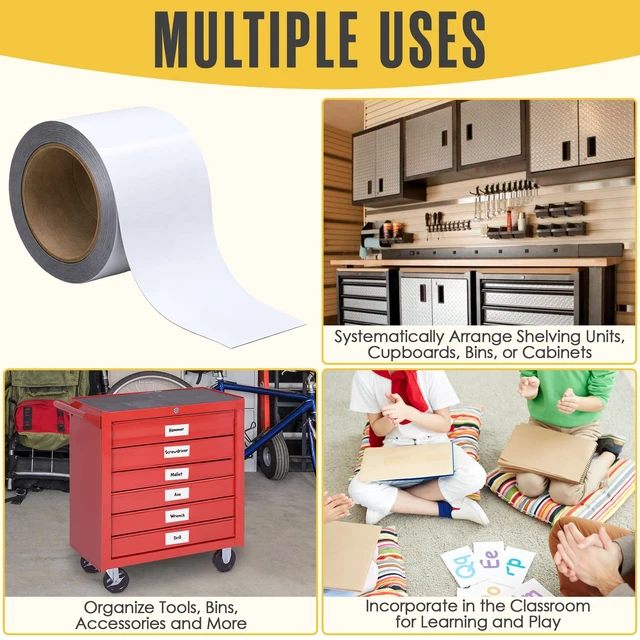 Alt view image 5 of 7 - Magnetic Strip, Magnetic Tape, 3 in x 50 Ft, Blank Strips for White Board Magnet Tape, Magnet Roll, Dry Erase Label, Write On Labels, Whiteboard Sheet, Dry Erase Sheet, Writable, Wipe Off