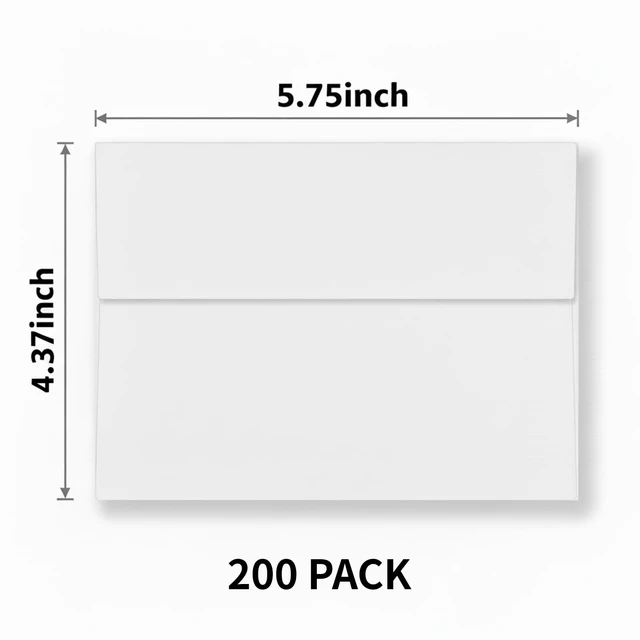 Alt view image 2 of 7 - 200 Pack A2 White Envelopes 4.375x5.75 Invitation Envelopes Self Seal for Wedding Birthday Party Baby Shower Thank You Notes, Greeting Cards