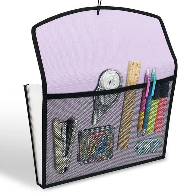 Alt view image 3 of 7 - 13-Pocket Accordion File Organizer, Expanding File Folder, Pale Lilac Back Mesh Pocket, Letter Size Paper, Reinforced Edges, Large Capacity, Colorful Tabs, Waterproof, Document Organizer