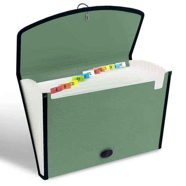 Alt view image 2 of 7 - 13-Pocket Accordion File Organizer, Expanding File Folder, Sage Back Mesh Pocket, Letter Size Paper, Reinforced Edges, Large Capacity, Colorful Tabs, Waterproof, Document Organizer