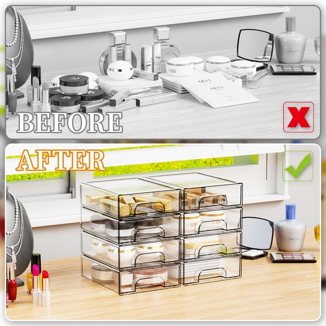 Alt view image 5 of 7 - 12 Pack Clear Stackable Storage Drawers,2.2'' Acrylic Drawer Organizers for Countertop,Office Supply Organizer and Makeup Organizer,Small Plastic Drawers For Pen,Art Crafts Storage,Stationary