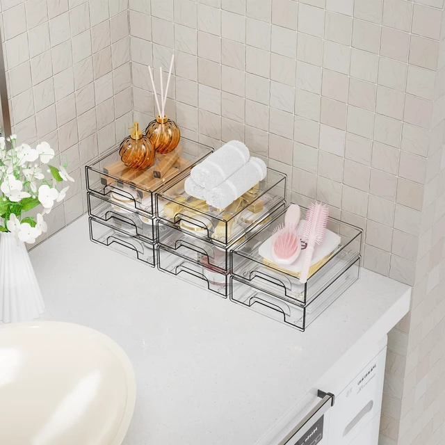 Alt view image 7 of 7 - 12 Pack Clear Stackable Storage Drawers,2.2'' Acrylic Drawer Organizers for Countertop,Office Supply Organizer and Makeup Organizer,Small Plastic Drawers For Pen,Art Crafts Storage,Stationary