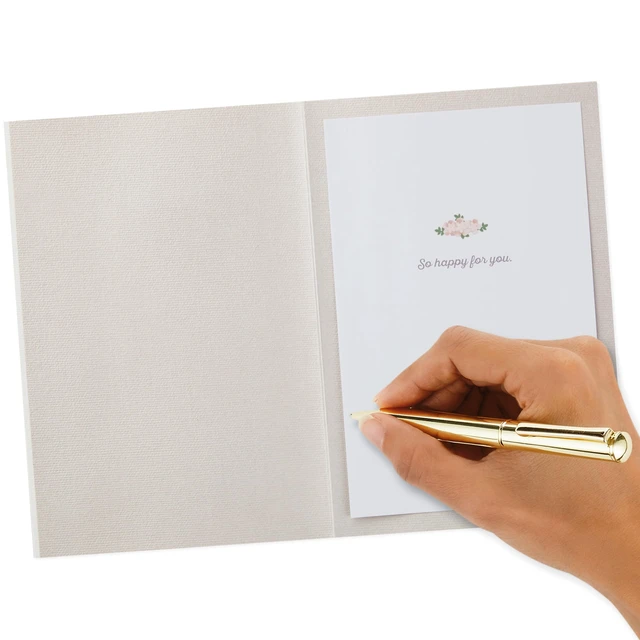 Alt view image 5 of 7 - Signature Wedding Card (Here Comes the Bride) Embellished dress and bouquet design, coordinating envelope, high quality paper, 5.0 x 7.2 in