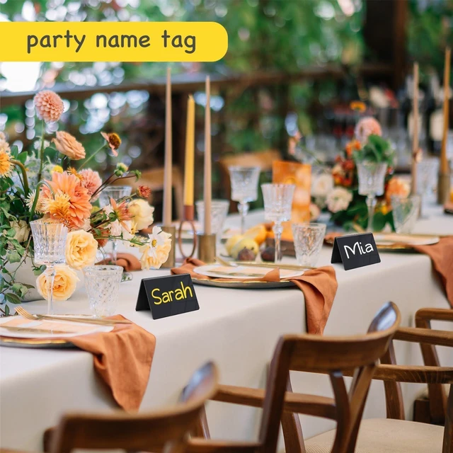 Alt view image 5 of 7 - Acrylic Mini Chalkboard Signs, 12 Pcs 4"x3" Small Food Labels for Party Buffet, Glossy Black Table Place Cards for Wedding, w/ 2 Wet Erase Markers
