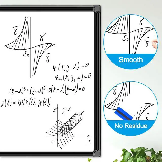 Alt view image 5 of 7 - 48"x36" Magnetic White Board Dry Erase Wall Mount Whiteboard - Office Home Classrooms White Board Hanging Writing Board with Black Aluminum Frame