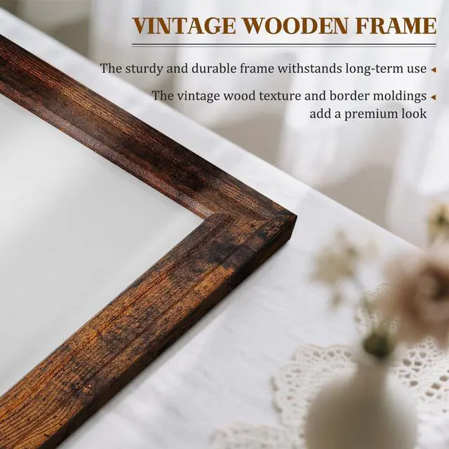 Alt view image 2 of 7 - White Board for Wall, 36'' x 24'' Magnetic Dry Erase Board, Brown Wooden Frame, Decorative Whiteboard, Wall Mounted, for Home, Office, Kitchen, Dorm, 4 Markers, 6 Magnets, A Eraser