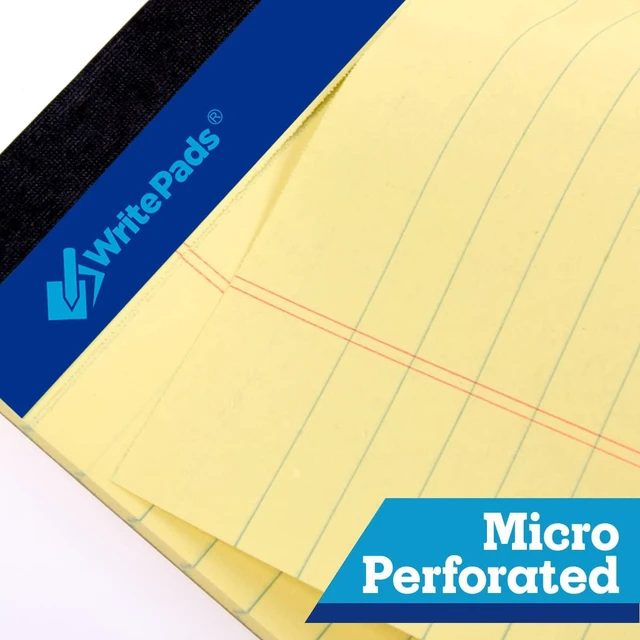 Alt view image 3 of 5 - Legal Pad, 8.5 x 11, Wide Ruled, Canary Paper, 48-Pack, 50 Sheets Per Pad, Micro-Perforated Notepad, Made in USA