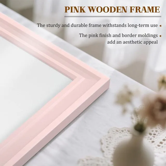 Alt view image 4 of 7 - White Board for Wall, 36'' x 24'' Magnetic Dry Erase Board, Pink Wooden Frame, Decorative Whiteboard, Wall Mounted, for Home, Office, Kitchen, Dorm, 4 Markers, 6 Magnets, A Eraser