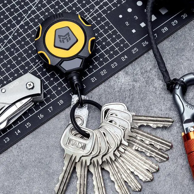 Alt view image 2 of 6 - Heavy Duty Retractable Badge Reel, 10 oz 31.5'' Keychain, 2 Pack heavy duty badge reel, 10 oz pull force, 31.5'' retractable keychain, reinforced PC housing, durable steel wire cord