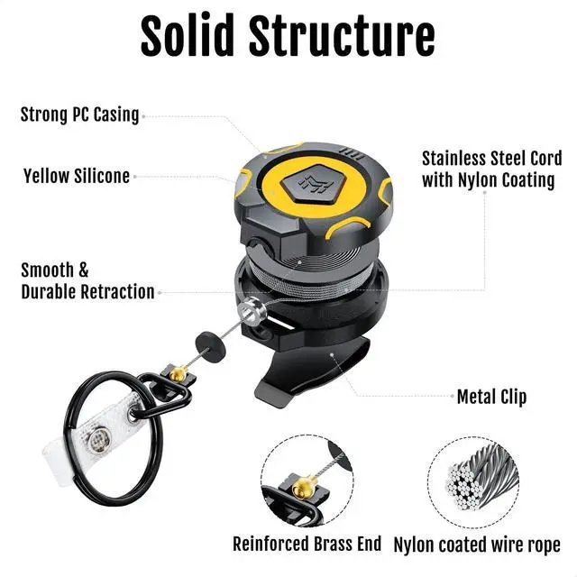 Alt view image 5 of 6 - Heavy Duty Retractable Badge Reel, 10 oz 31.5'' Keychain, 2 Pack heavy duty badge reel, 10 oz pull force, 31.5'' retractable keychain, reinforced PC housing, durable steel wire cord