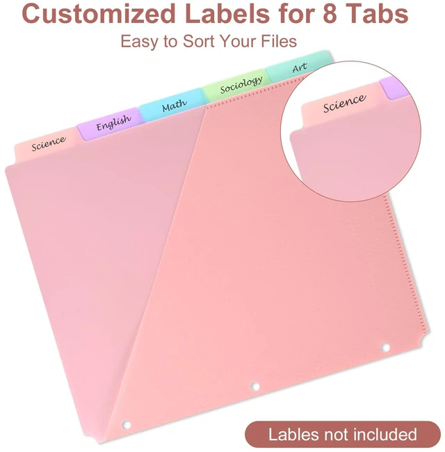 Alt view image 3 of 7 - 5 Tabs Dividers with One Pockets for 3 Ring Binder, 5 Counts Binder Dividers for US Letter Size, Binder Dividers with Tabs for School Office and Home Organization, 5 Pastel Color (6)