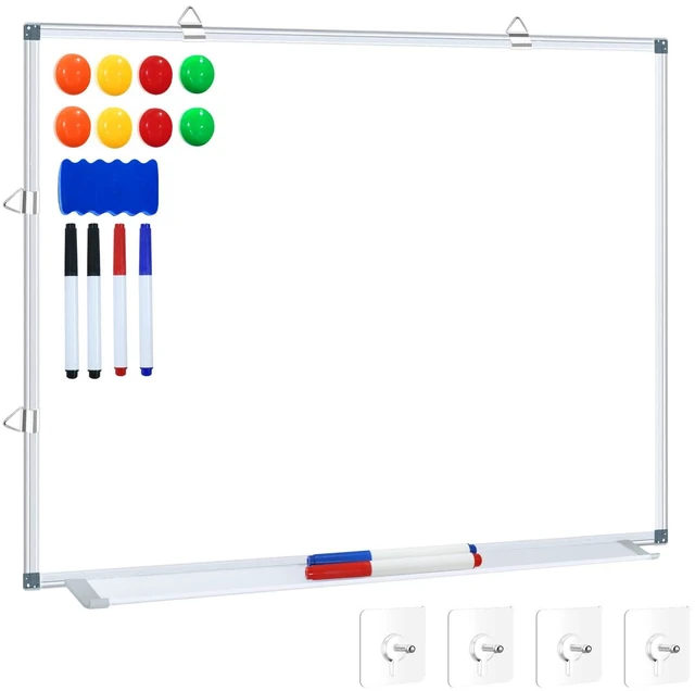 Main image of White Board Dry Erase Whiteboard for Wall, 18"x24" Hanging Wall Mounted Magnetic Whiteboard Aluminium Frame for Home, Office, School, Kitchen