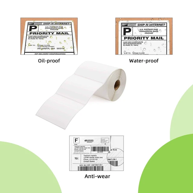 Alt view image 5 of 7 - 4" x 3" Direct Thermal Labels, Thermal Printer Labels for Shipping Address Barcodes, Thermal Stickers Compatible with Zebra, Rollo, Munbyn Thermal Labels Printers (12 Rolls, 500 Labels/Roll)