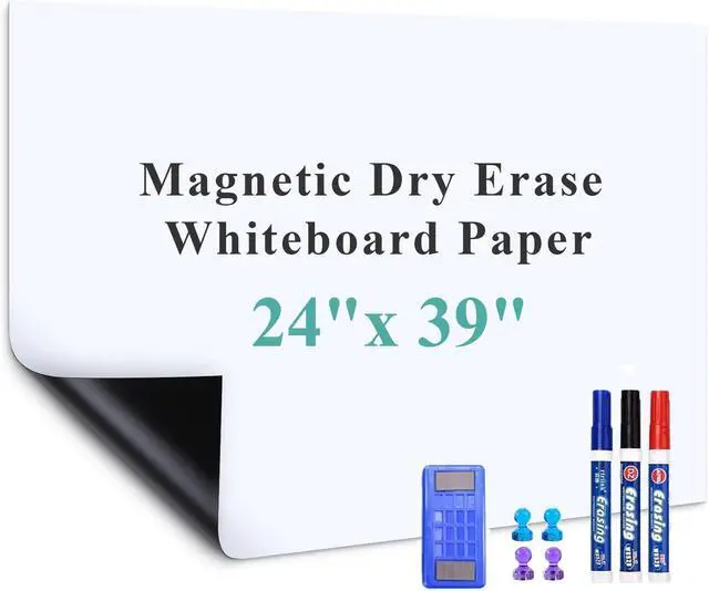Main image of Magnetic Whiteboard Decal for Wall: Home Office Plans Stay Visible Vertical Dry Erase Board Sticker with No-Ghosting PET Surface - 39" x 24" Peel-and-Stick Sheet for Kitchens & Workspaces