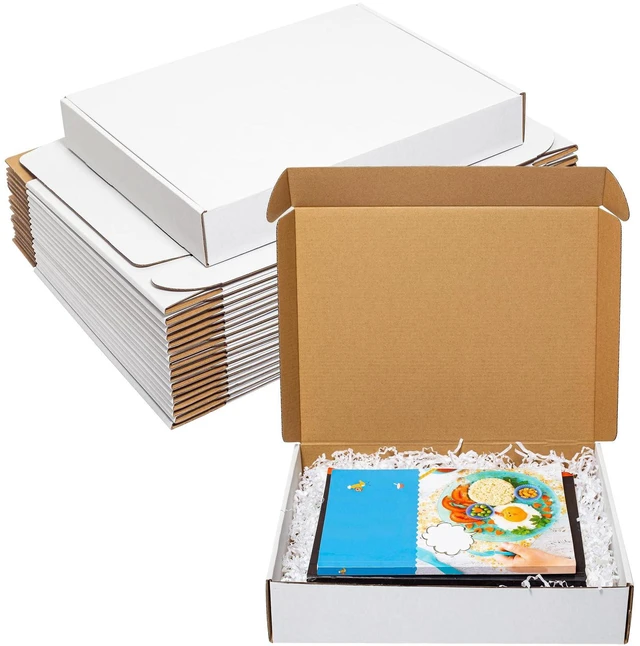 Main image of White Shipping Boxes 13x11x3" 25 Pack Corrugated Cardboard Mailer Literature Mailer Packaging Supplies Mailing Boxes for Small Business