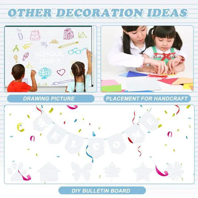 Alt view image 5 of 7 - Lined Bulletin Board Paper Roll,14.8FTx47IN Large Reusable Waterproof Erasable Classroom Wall Background Backdrop,Fade-Resistant Fabric Wrapping Paper Decors Teacher Supplies