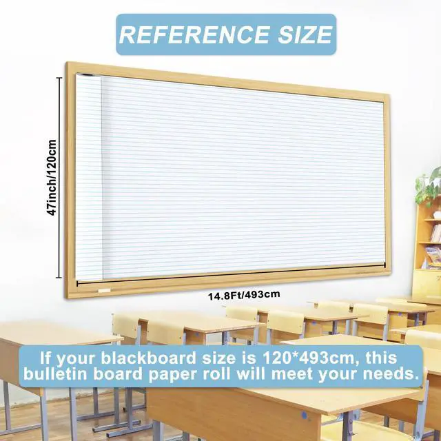 Alt view image 2 of 7 - Lined Bulletin Board Paper Roll,14.8FTx47IN Large Reusable Waterproof Erasable Classroom Wall Background Backdrop,Fade-Resistant Fabric Wrapping Paper Decors Teacher Supplies