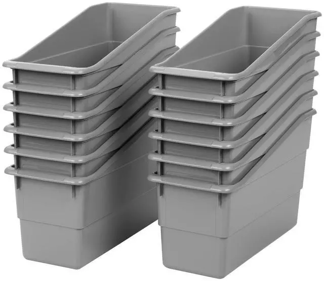 Main image of Durable Book & Binder Holders 12-Pack, Pebble Ideal for Narrow or Vertical Storage Needs, Book, Magazine, File Folder, & Binder Holders, Classroom Organization Made Easy