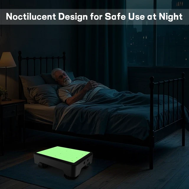 Alt view image 2 of 7 - Adjustable Step Stool for Adults, Noctilucent Bed Step Stools, 700 LBS Capacity Non-Slip Safety Step Platform Indoor and Outdoor for Seniors and Kids, Wide Step Stools Elderly Assistance at Night